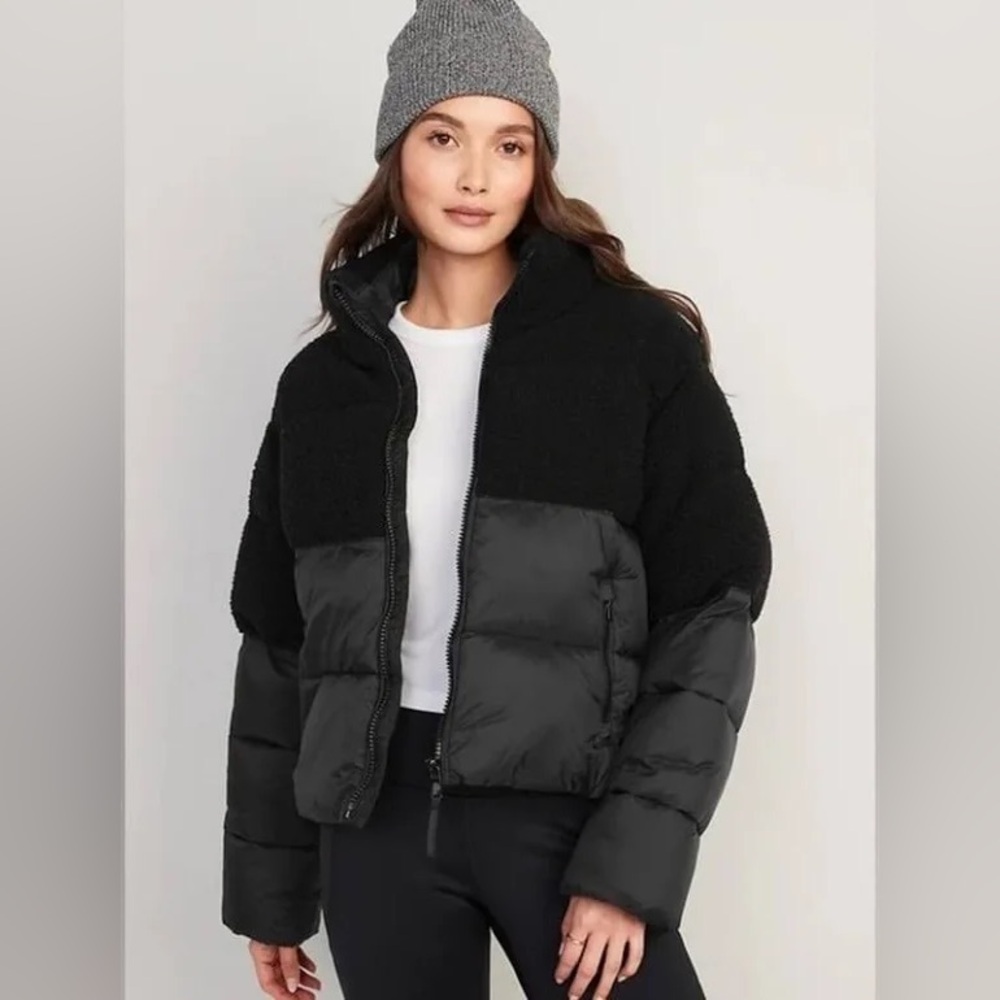 Old Navy Short Sherpa-Paneled Puffer Jacket - Size XL